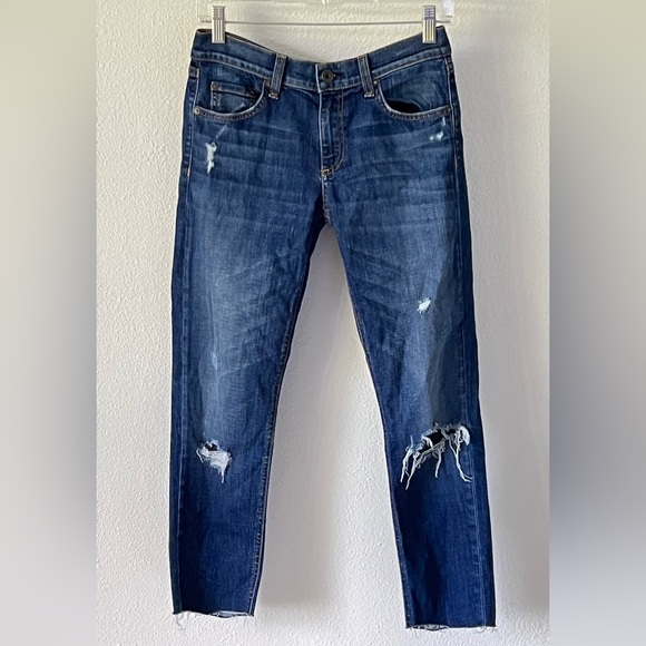 Rag & Bone Dre Capri Skinny Distressed Canyon Medium Wash Stretch Jeans 27 - Picture 3 of 13
